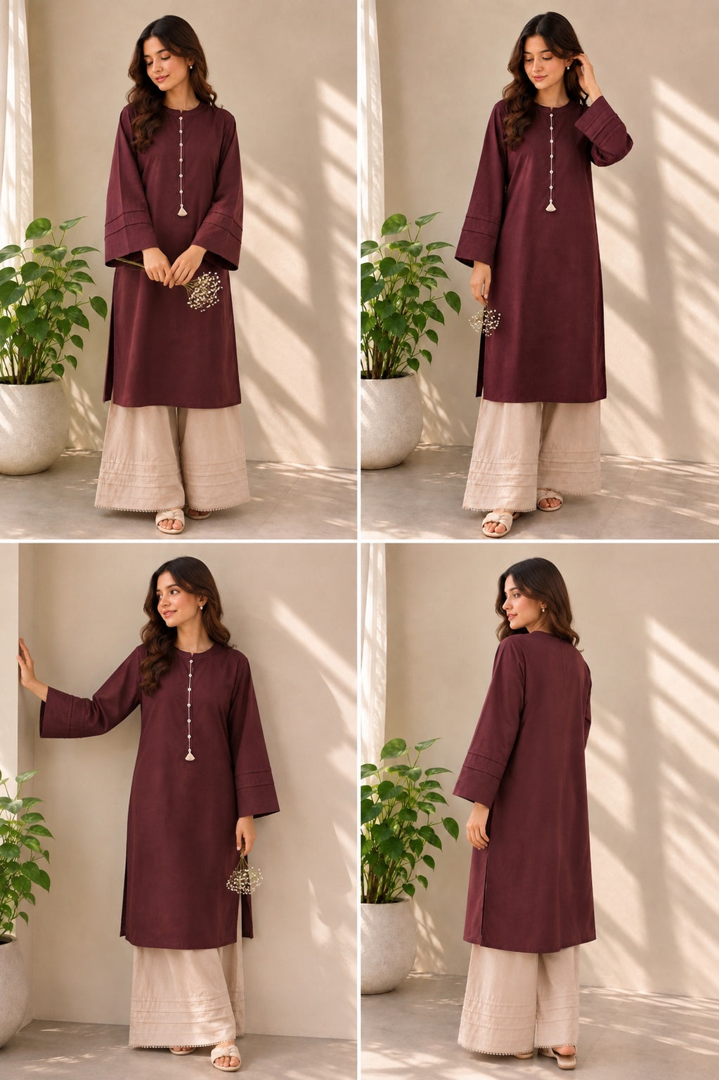 Elegant Chocolate Brown Kurta with Trousers