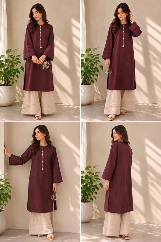 Elegant Chocolate Brown Kurta with Trousers