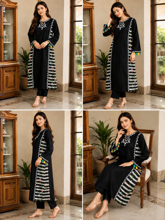 Black Embroidered Shirt and trousers