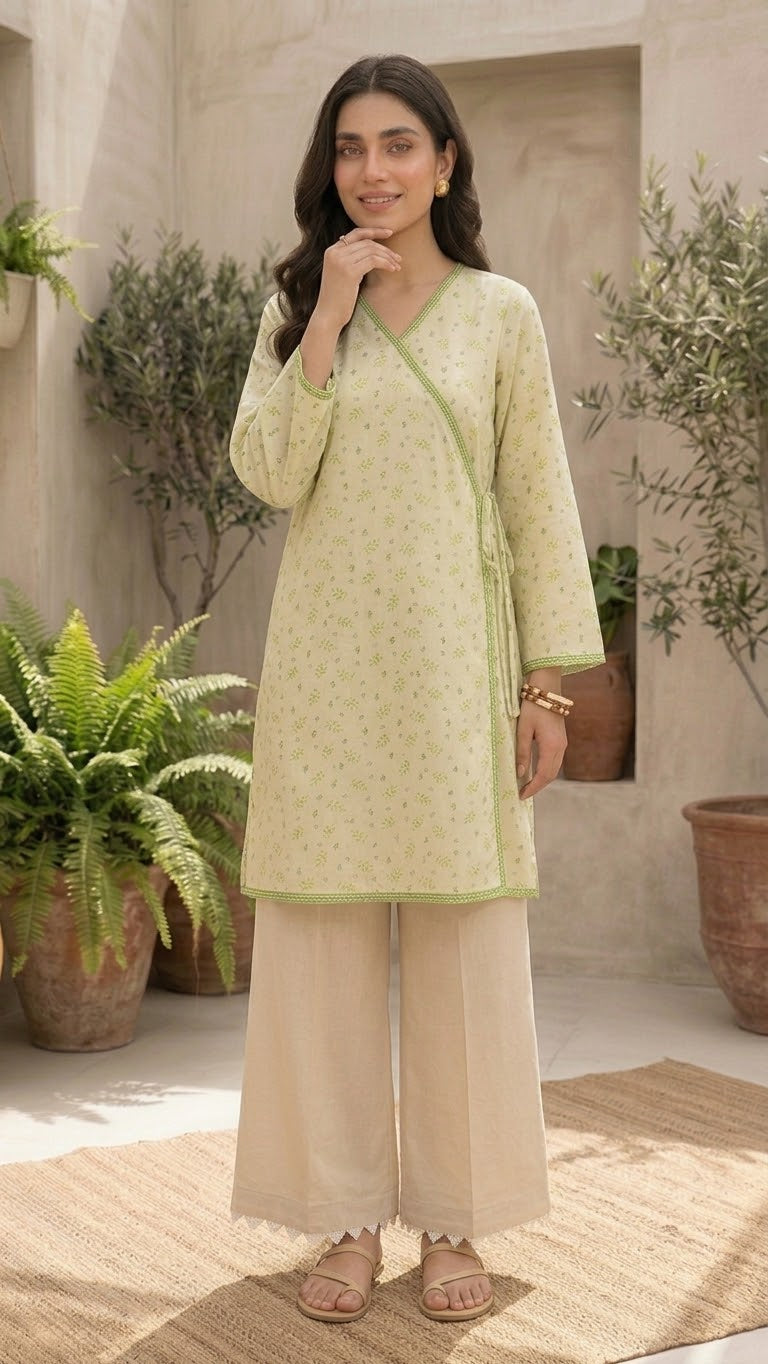 Pastel Yellow Embroidered 2-Piece Suit