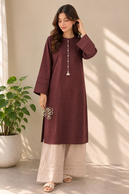 Elegant Chocolate Brown Kurta with Trousers