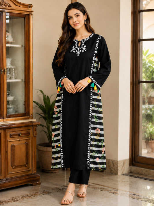 Black Embroidered Shirt and trousers