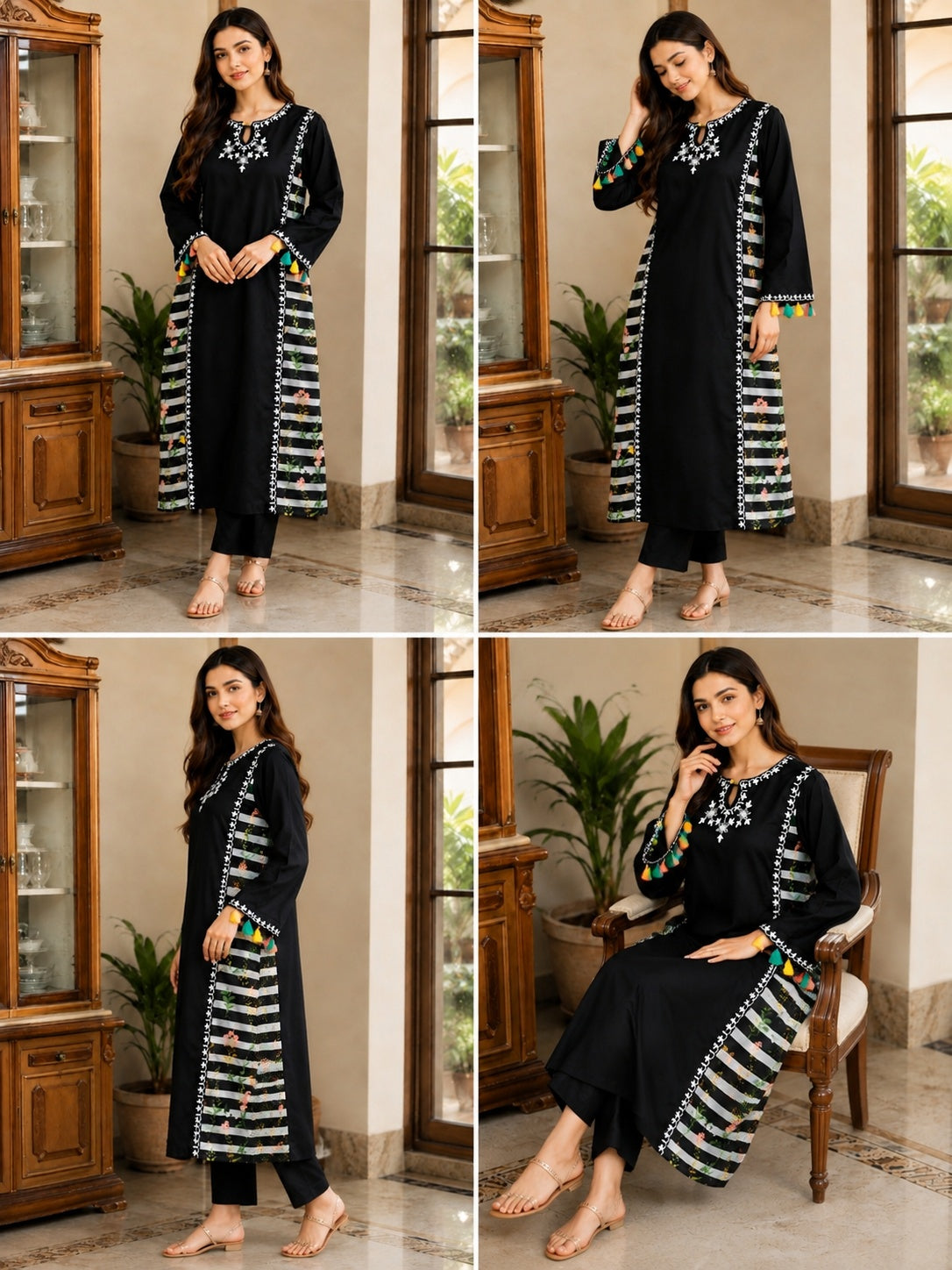 Black Embroidered Shirt and trousers
